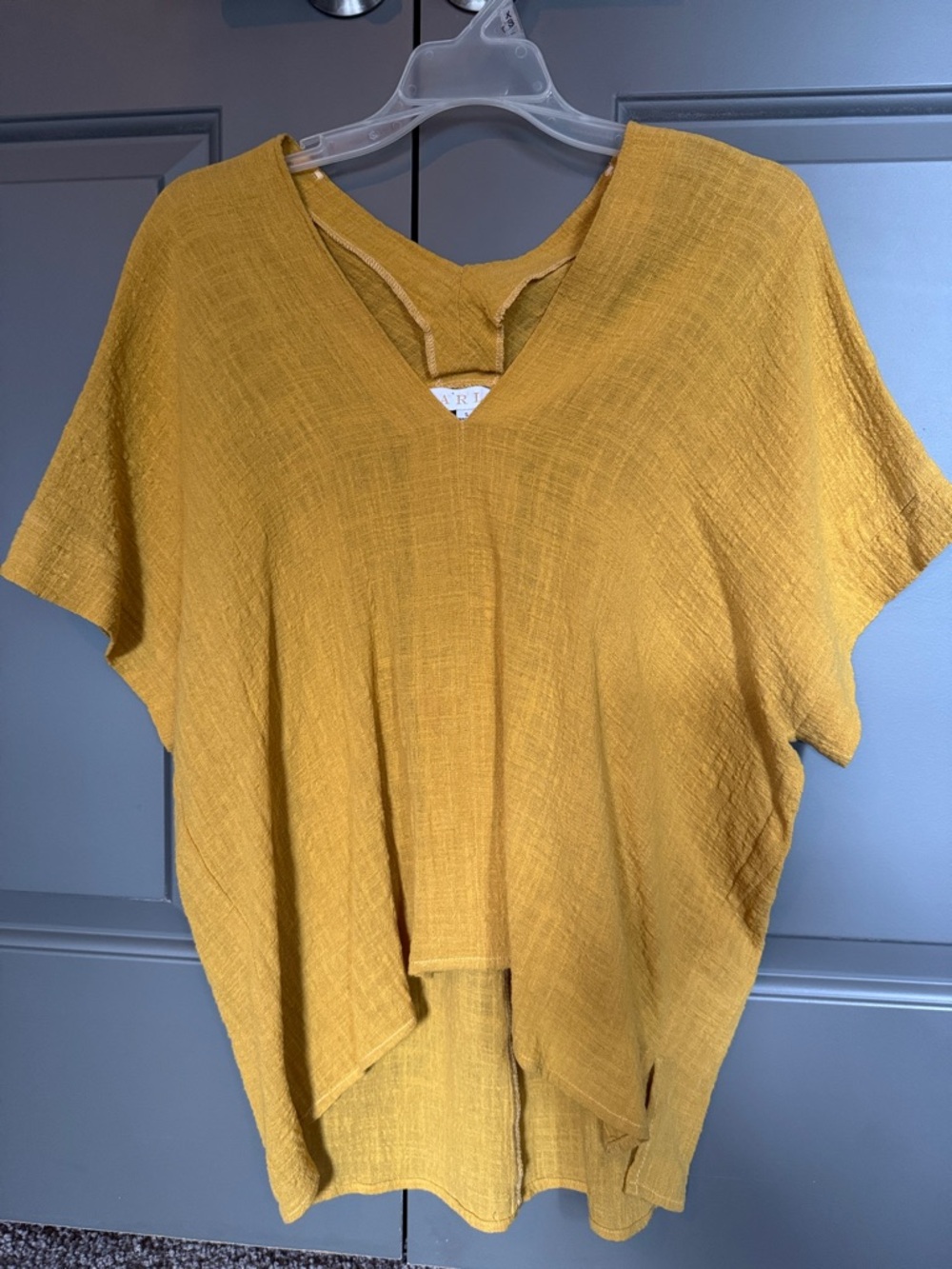 Karlie Mustard Yellow V-Neck Short Sleeve Tunic